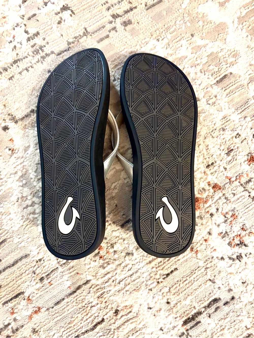 Olukai Silver Metallic Flip Flops with Black Soles - Picture 5 of 6